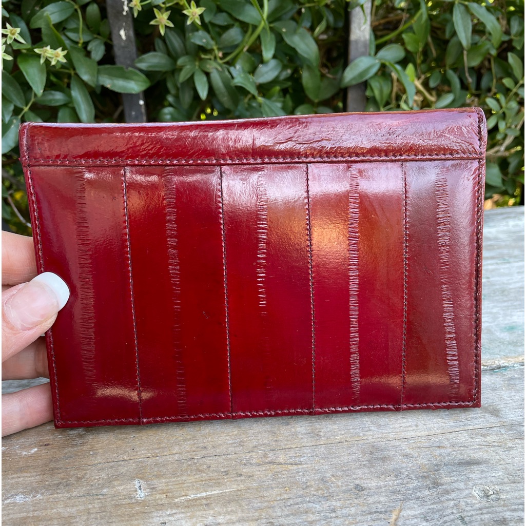 Eel Skin Red Wallet Passport Date Book Cover